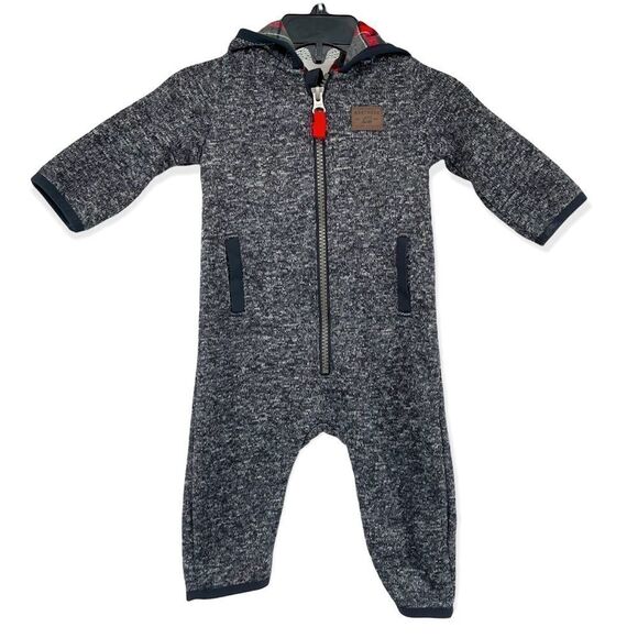 Carter’s Baby Boy Hooded Fleece Lined Marled Zip Front Coverall Jumpsuit Size 6M - Picture 16 of 16